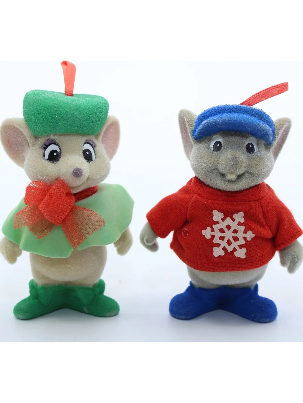 Disney The Rescuers Miss Bianca & Bernard Mouse Christmas Ornaments Flocked Set